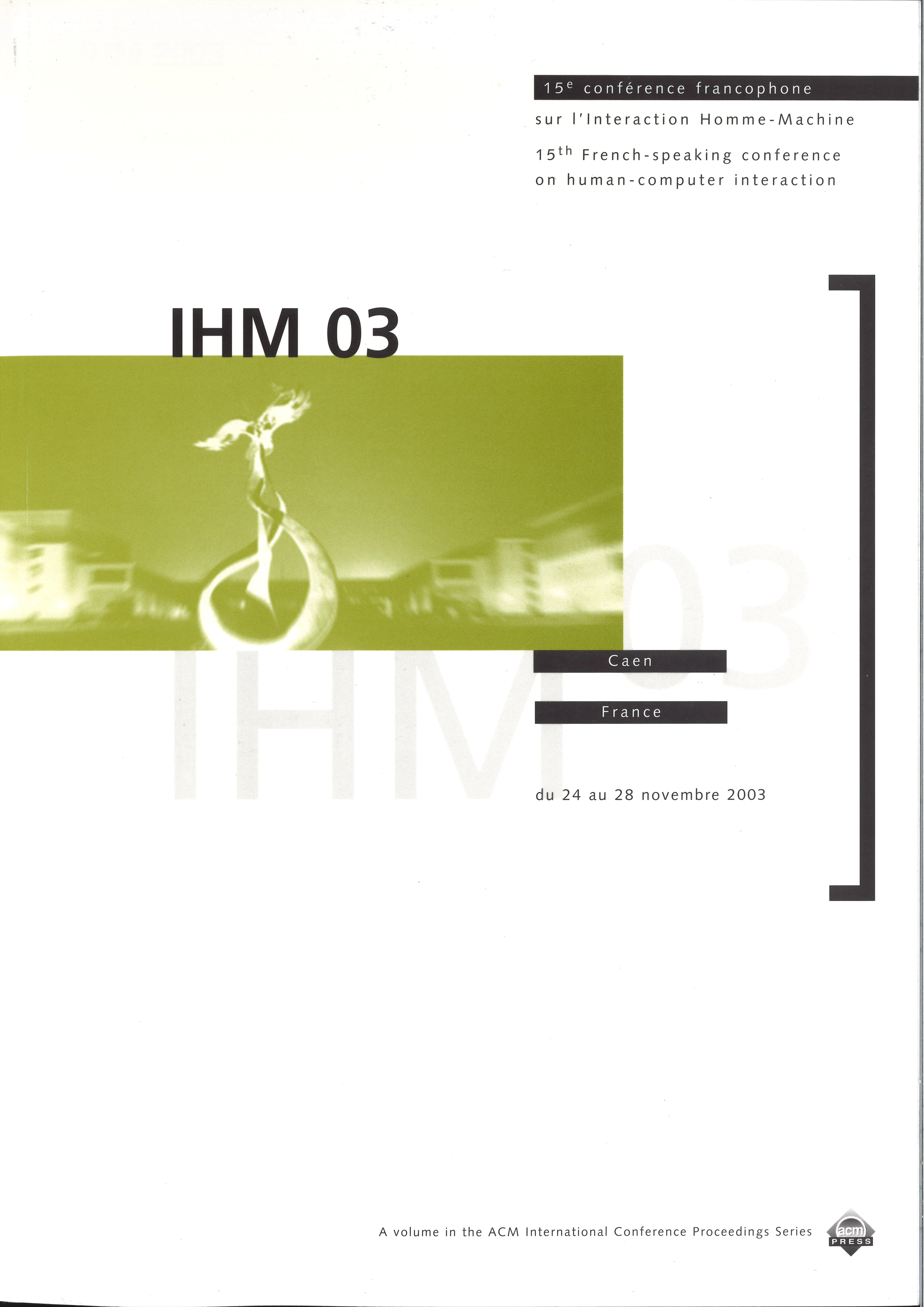 Couverture des actes d’IHM 04, Namur, 30 août - 3 septembre 2004