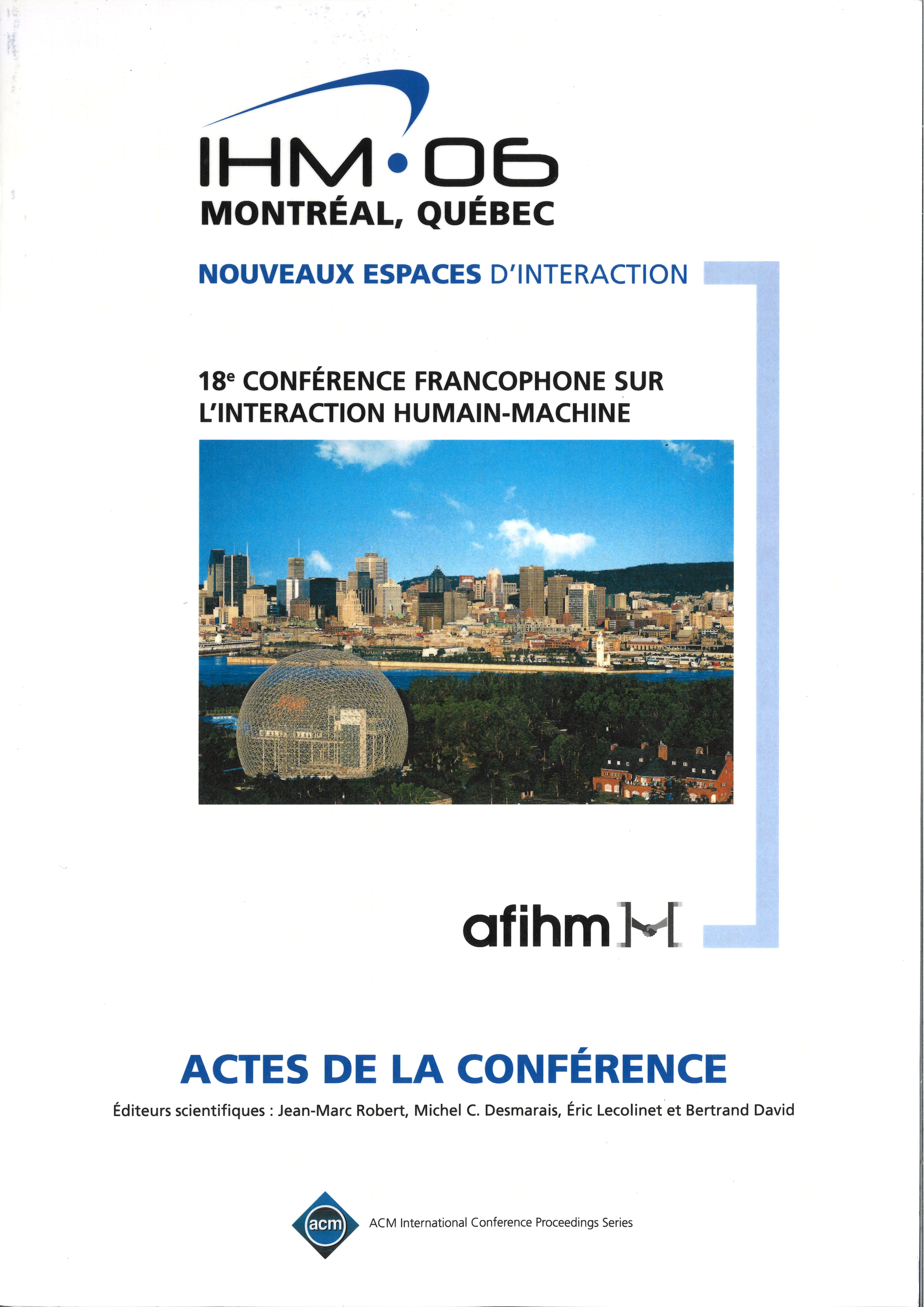 Couverture des actes d’IHM 06, Montréal, Québec
