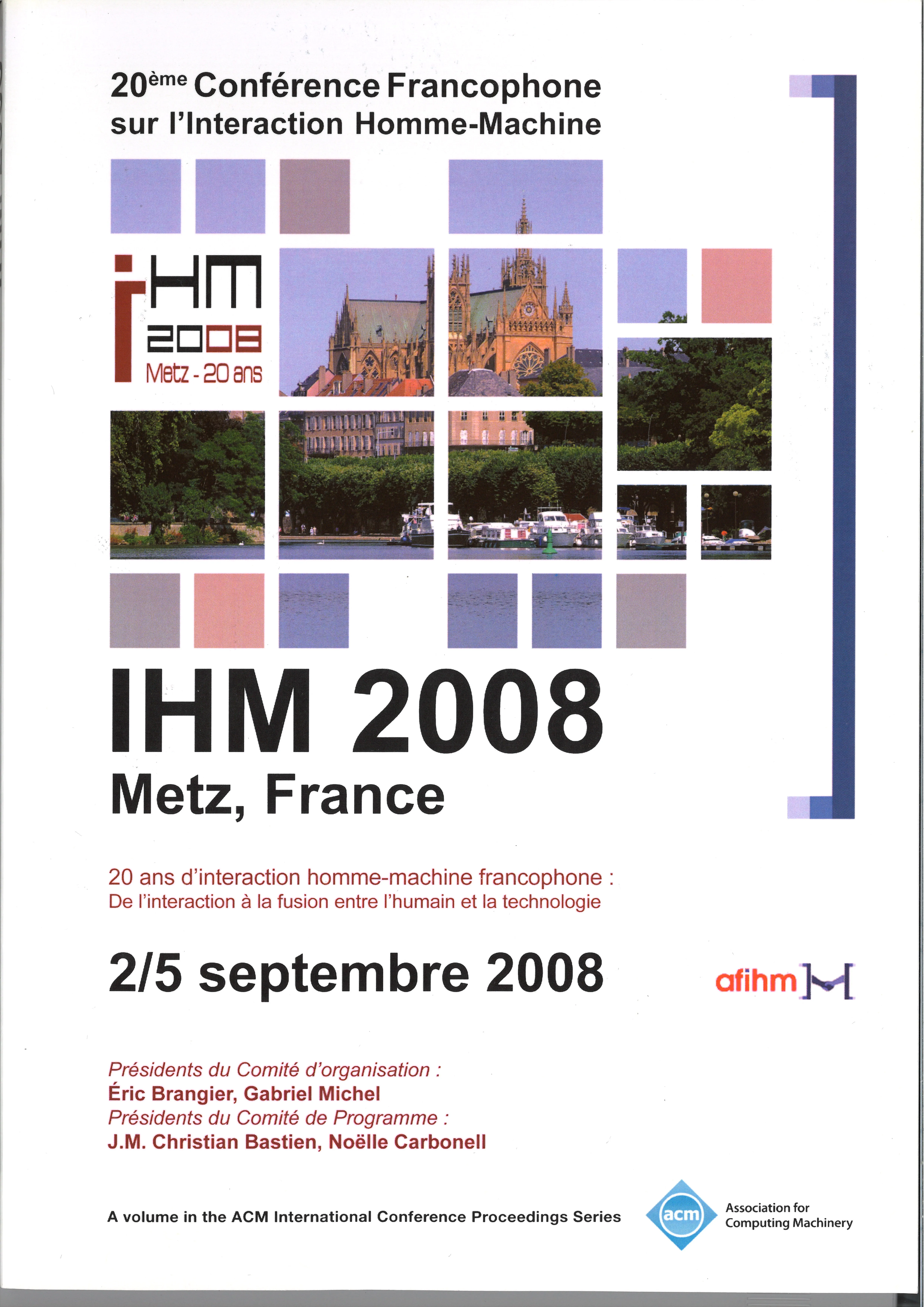 Couverture des actes d’IHM 2008, Metz
