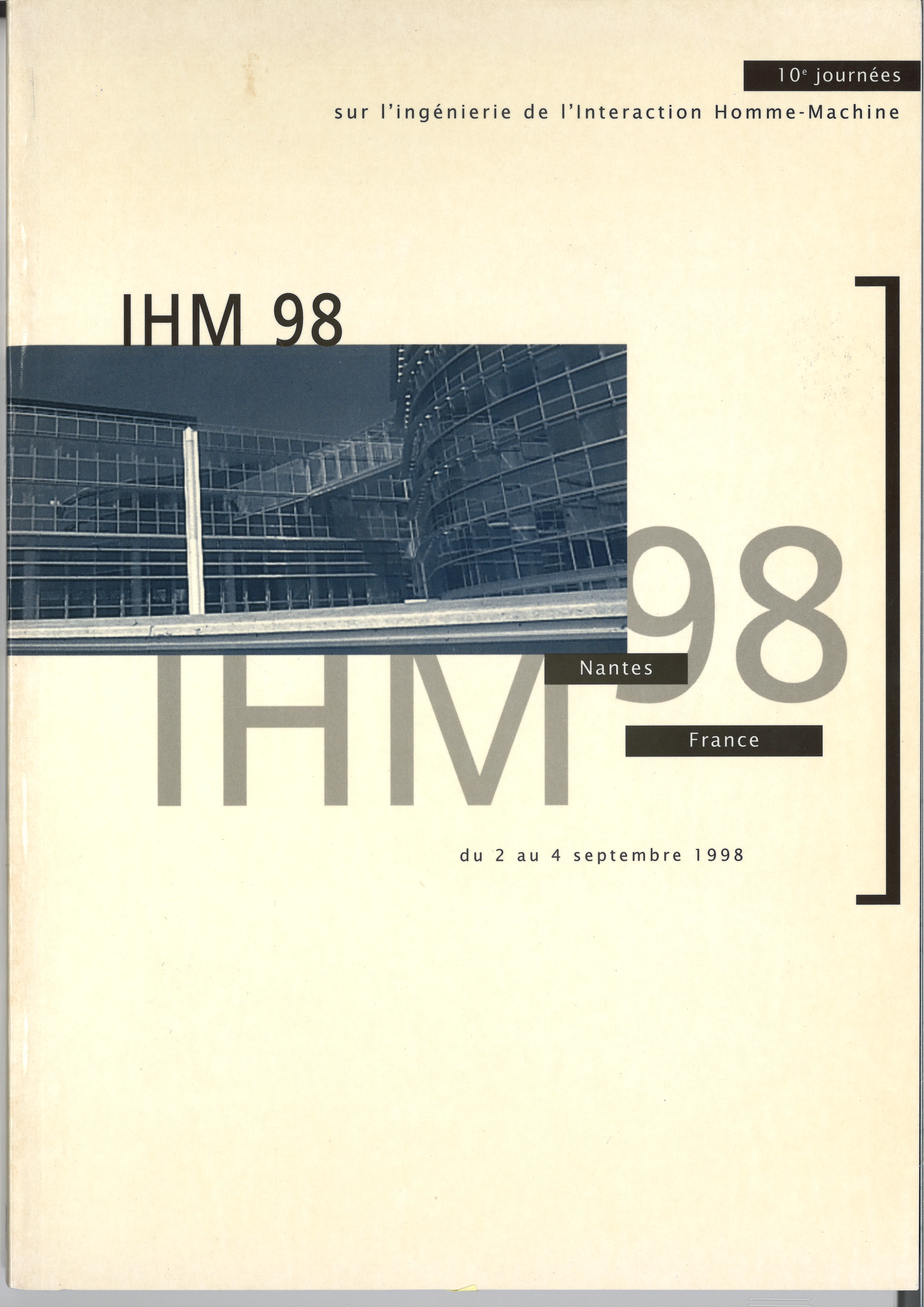 Couverture des actes d’IHM 98, Nantes, 2-4 septembre 1998