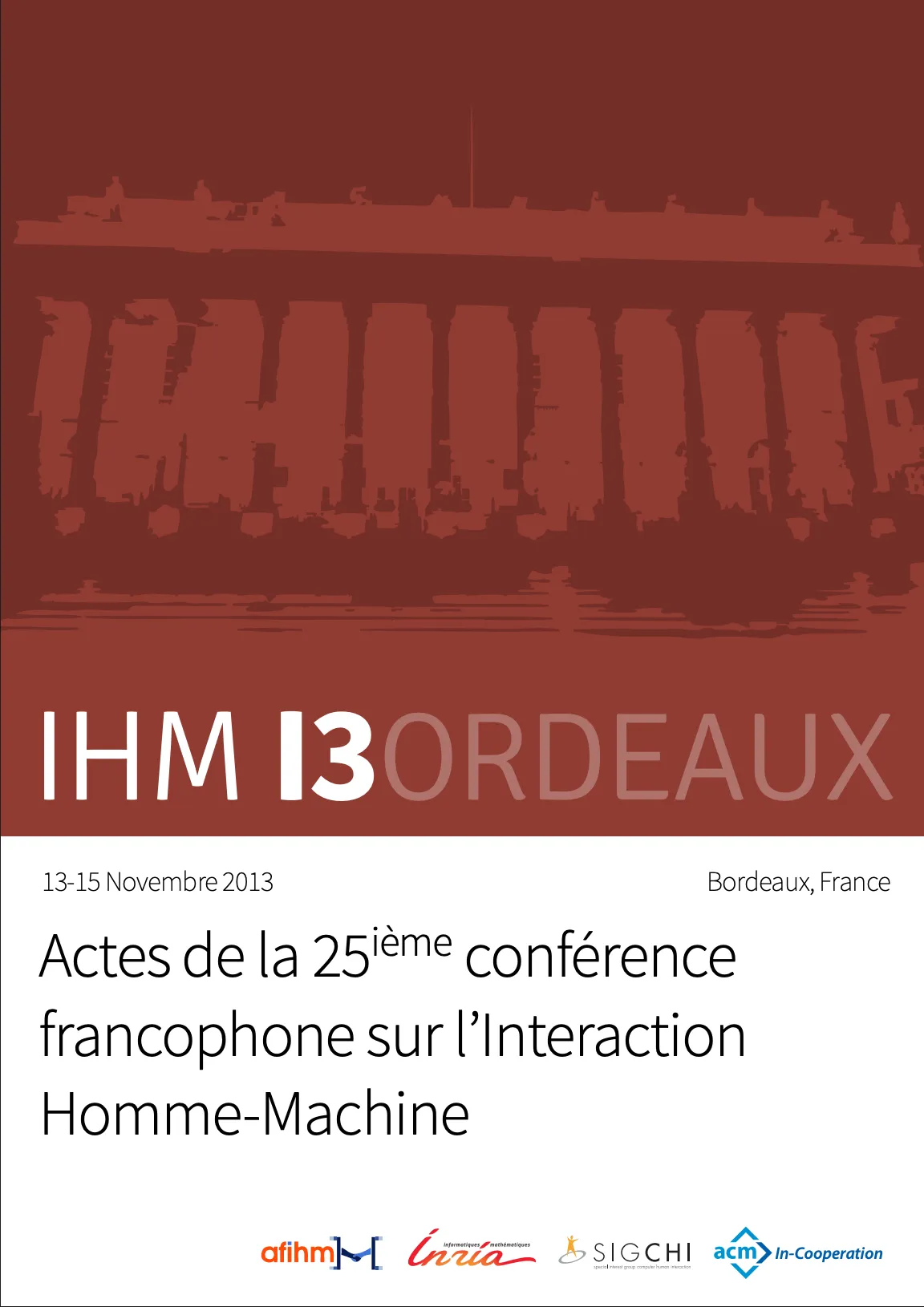 Couverture des actes d’IHM 13, Bordeaux, 13-15 novembre 2013