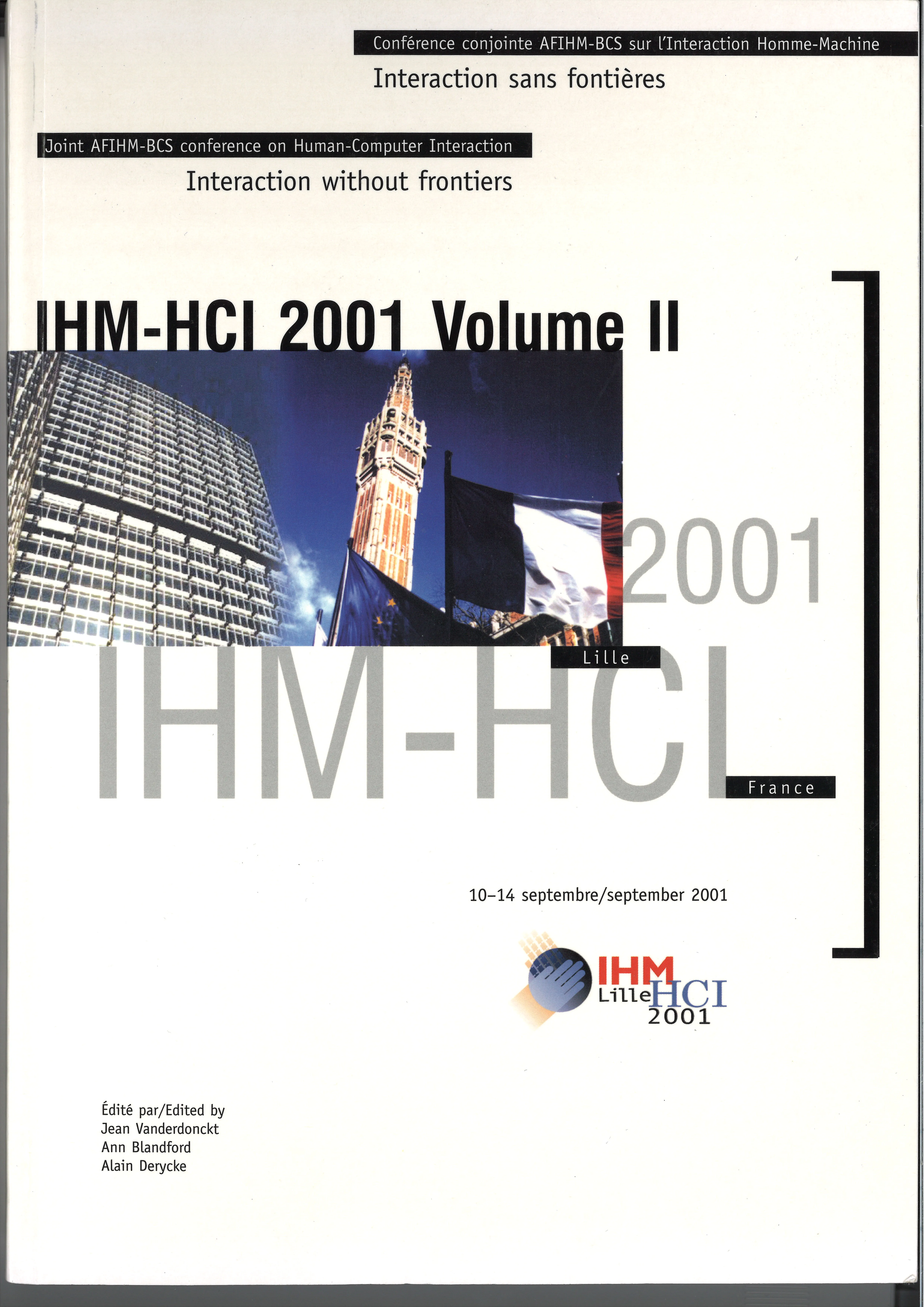 Couverture du volume II des actes d’IHM-HCI 2001, Lille