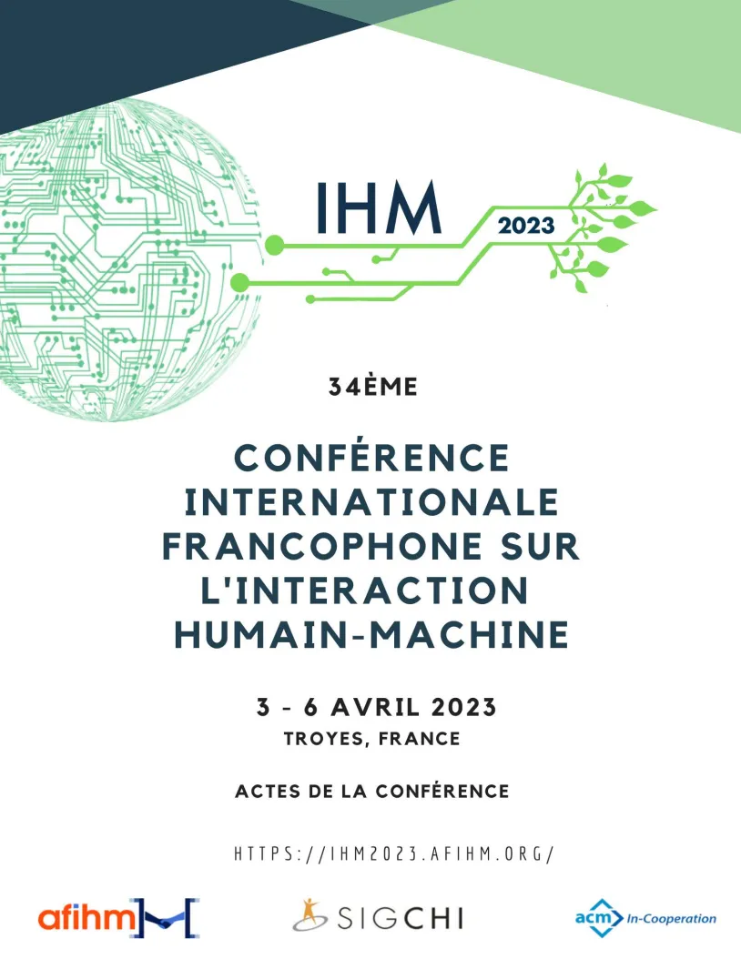 Couverture des actes d’IHM 2023, Troyes, 3-6 avril 2023