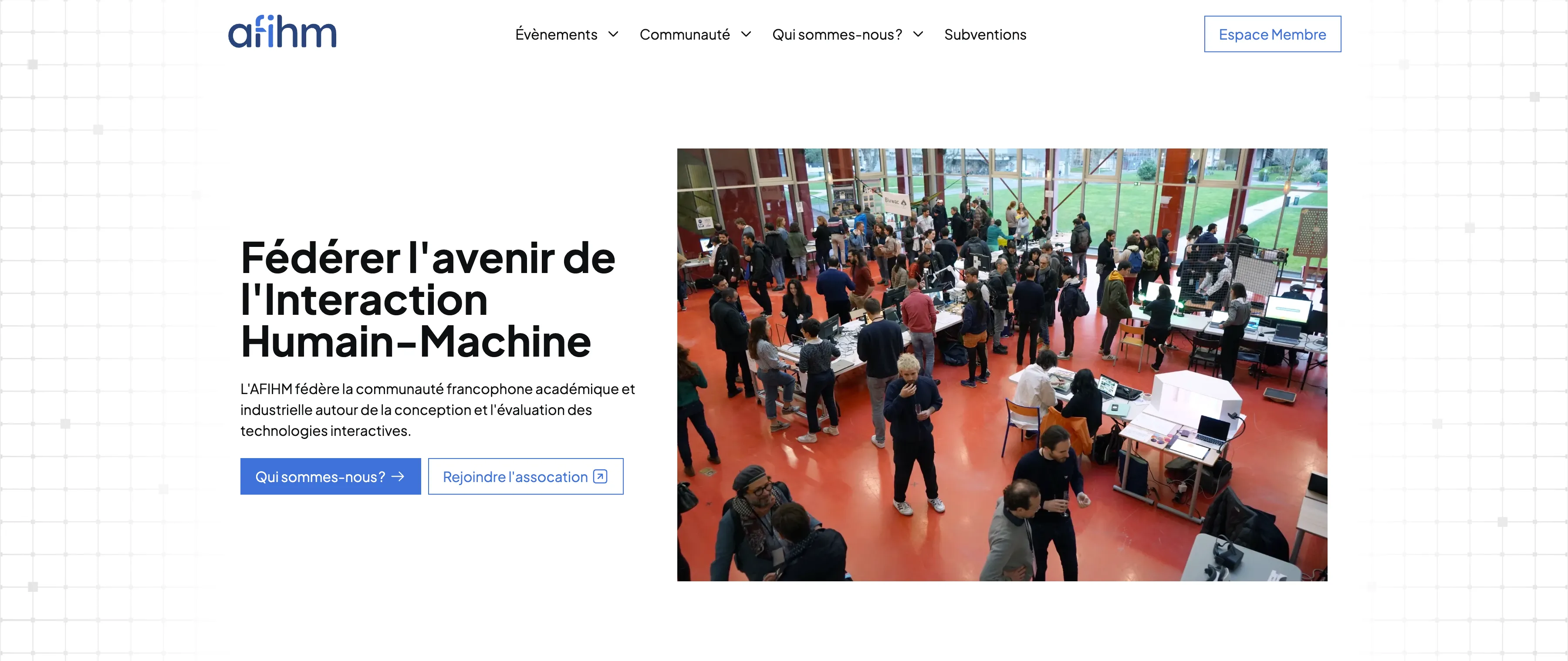 Capture d’écran du site web de l’AFIHM en 2026